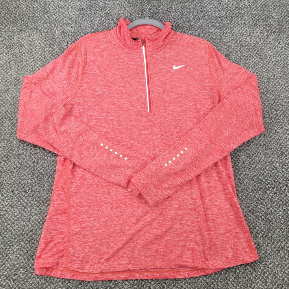 Nike Running Dri-FIT Womens‎ XL Coral Pink Heathered Quarter Zip Pullover Top